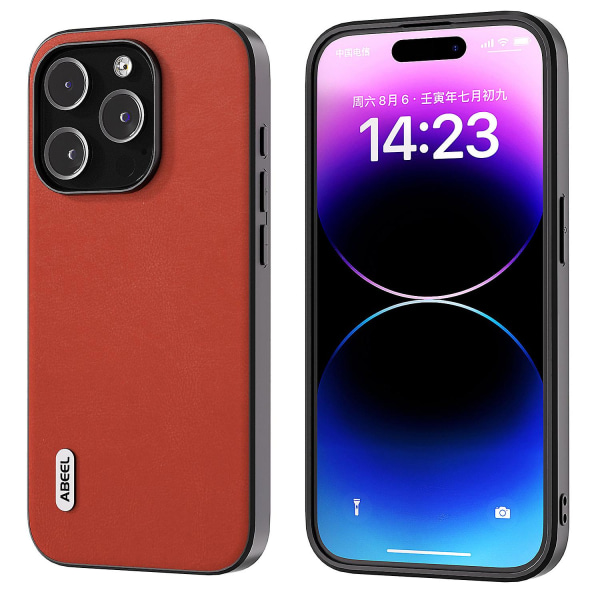 För Iphone 15 Pro anti-scratch Phone case Texturerat Pu Läder+tpu Cover Red
