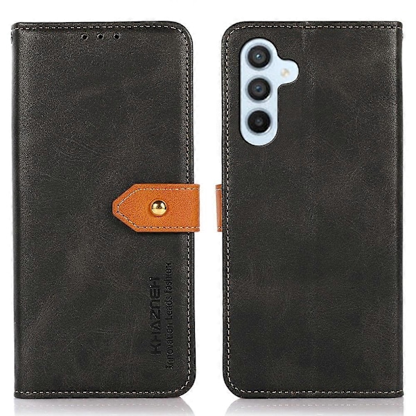 KHAZNEH Etui til Samsung Galaxy A15 4G, PU-læder med kohudtekstur og stativ Multicolor Style A