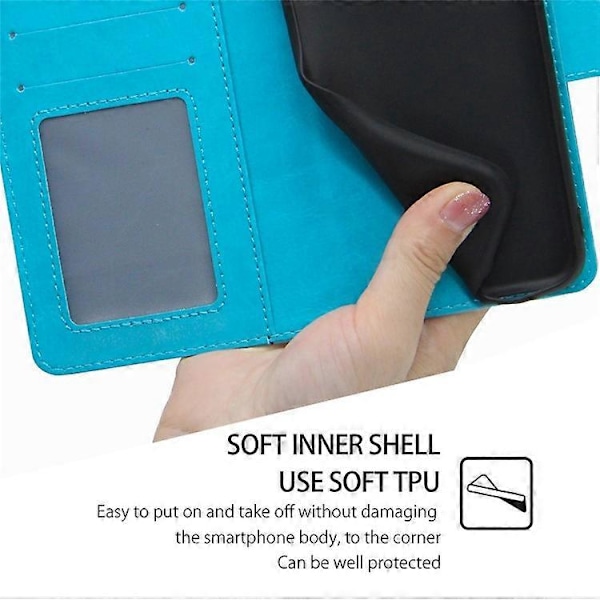 Plånboksfodral i PU-läder + TPU med vikbart stativ för Xiaomi Redmi Note 14 4G (164.84mm) Multicolor Baby Blue