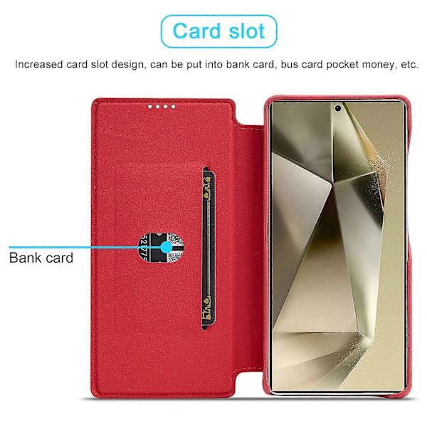 LC.IMEEKE Etui til Samsung Galaxy S25 med Kortholder, Støttefod og Lædercover Multicolor Red