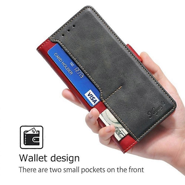 Til Oppo A5 Pro 4G/ 5G/ A5 Energy 5G Etui Kontrastfarve Tegnebog Læder Telefoncover Multicolor Black + Red