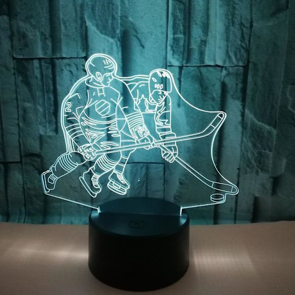 Nya 3d nattlampor Ishockey idrottare 3d Illusion sänglampa 16 färger växlande med fjärrkontroll Bästa födelsedagspresenter för män kvinnor stil V