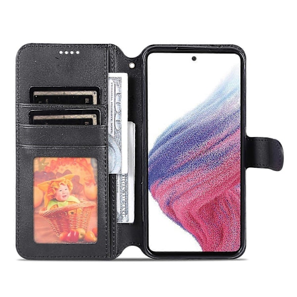 AZNS Samsung Galaxy A34 5G Vasikannahka Tekstuurinen Puhelinkotelo Lompakkojalustalla Multicolor Style A