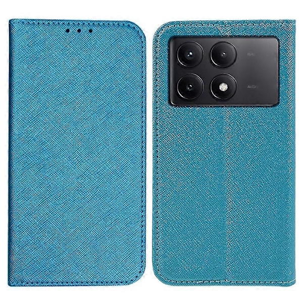 Til Xiaomi Redmi K70E 5G/Poco X6 Pro 5G Anti-Scratch Telefon Cover Kryds Tekstur Magnetisk Lukning Læder Multicolor Sky Blue