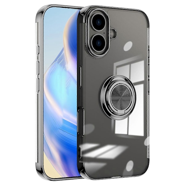 Elektropläterat TPU-skal med stativ och magnetisk bilhållare för iPhone 16 Plus Multicolor Style D