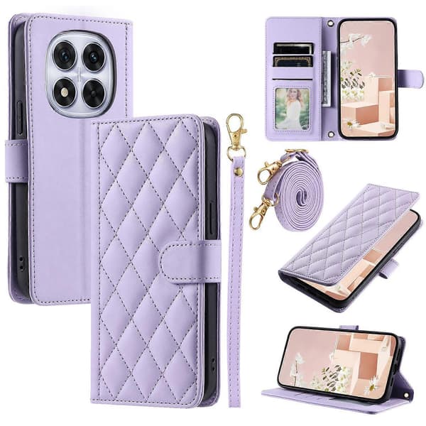Plånboksfodral för Xiaomi Redmi Note 14 Pro+ 5G/Note 14 Pro 5G, rombmönstrat PU-läder telefonskal Multicolor Style C