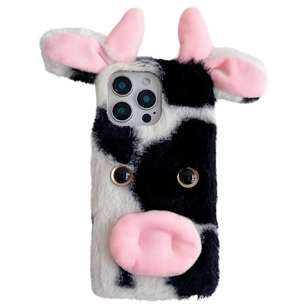 Fodral för iPhone 16 Pro, fluffiga ko-öron, anti-dropp, mjukt TPU-telefonskal Multicolor Style A