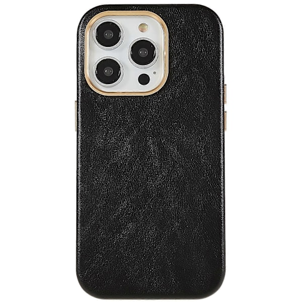 För iPhone 14 Pro Max Business Mobilskal PU Läder+PC Mobilskal med Metall Linsring Ram Multicolor Style B
