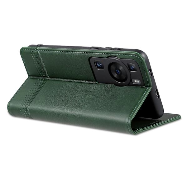 Azns för Huawei P60 / P60 Pro Pu läder phone case Plånboksställ anti-scratch smartphone cover Green