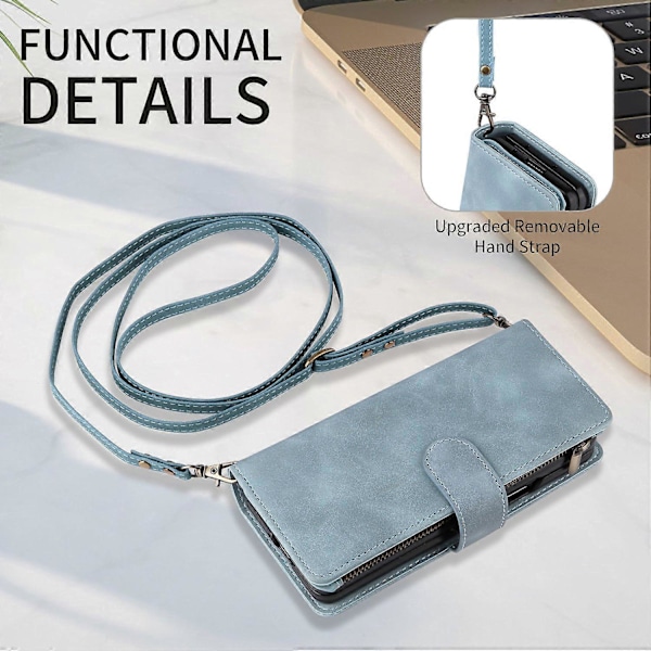 Fodral för Samsung Galaxy Z Fold6 5G med dragkedjeficka, läderfodral med axelrem Multicolor Style F
