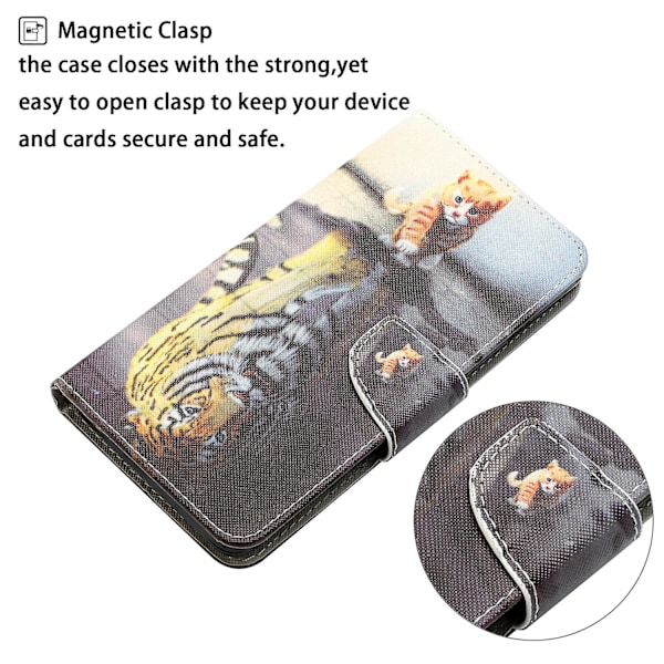 För Xiaomi Redmi 12c 4g Pu cover Mönstertryck Plånboksställ Flip Phone case Tiger