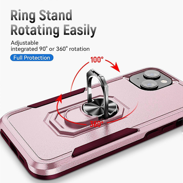 iPhone 15 PC+TPU Iskunkestävä Suojakuori Pudotussuojaava Puhelinkotelo Sormuksella ja Jalustalla Multicolor Style B