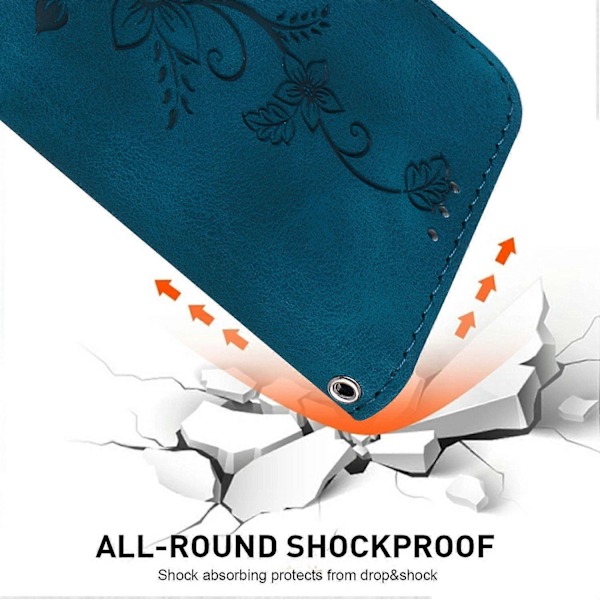 Til Xiaomi Poco X7 Pro 5G/ Redmi Turbo 4 5G Etui Lily Blomst Præget Læder Telefon Cover med Støttefod Multicolor Dark Blue