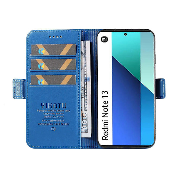 YIKATU YK-003 Læder Wallet Case med Magnetisk Side Lukning til Xiaomi Redmi Note 13 4G Multicolor Sky Blue