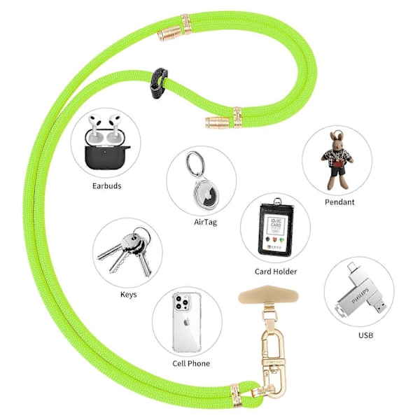 LEEU DESIGN 120 cm Smartphone Skulderrem med Metal Tether Tab, Justerbar Mobiltelefon Lanyard Multicolor Style K
