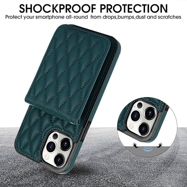 iPhone 15 Pro Max -kotelo, vinoneliökuvioitu nahka + TPU, korttipaikat, puhelinkuori crossbody-hihnalla Multicolor Style C