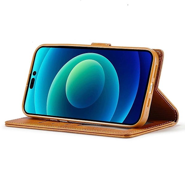 LC.IMEEKE Plånboksfodral för iPhone 15 Pro, Fullständigt Skydd PU Läder Kalvtextur Ställ Flipfodral Multicolor Style B