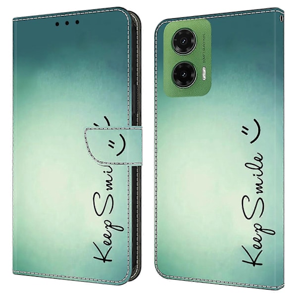 Til Motorola Moto G35 5G Etui PU Læder Wallet Telefon Cover med Støttefod Multicolor Keep Smile