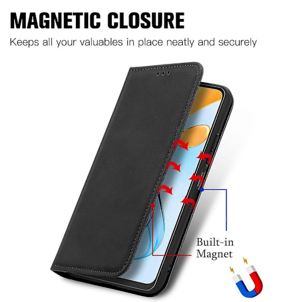 Telefon Stand Case til ZTE Blade V50 Vita Shell Hud-berørings PU Læder Cover - Sort