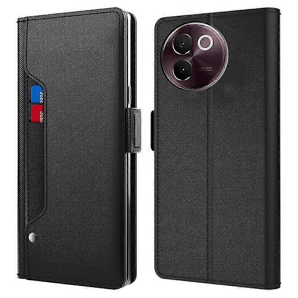 Til vivo V30e 5G Etui PU Læder Folio Flip Telefon Cover med Spejl Multicolor Style A