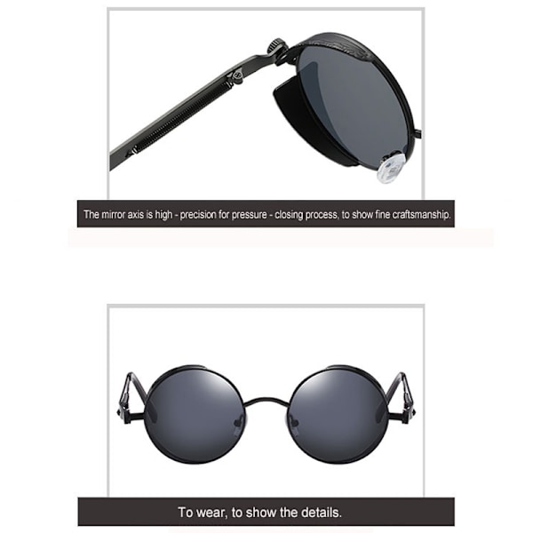 Runda objektivsolglasögon Fashion Circle Ozzy Hippie-glasögon Silver Frame Black Lenses Silver Frame Black Lenses 3 Pack
