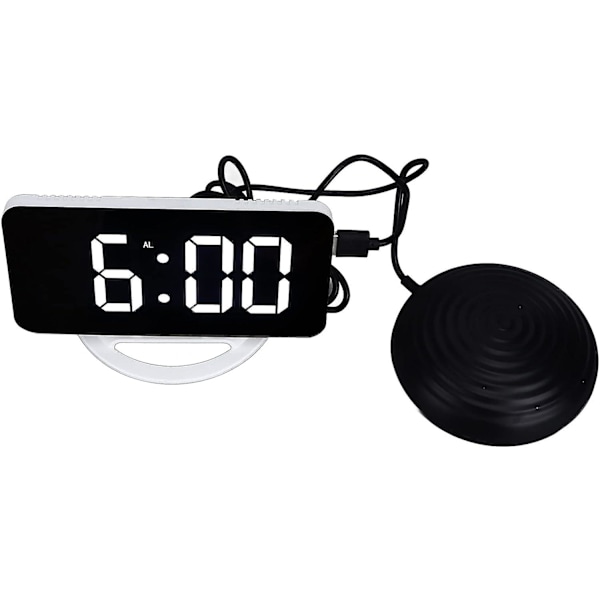 Spegelklocka USB -laddning Vibrationslarmfunktion LED-vibrationsväckarklocka Abs förinställd snooze med 4 funktionstangenter för sovrum till vardagsrum
