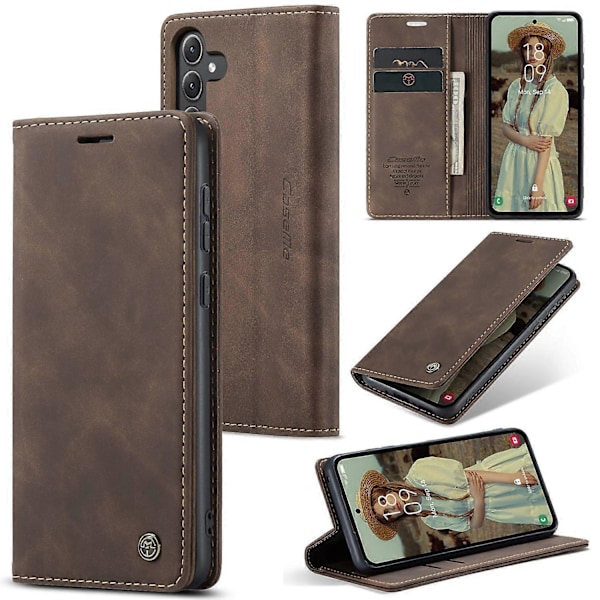 CASEME 013 Series Etui til Samsung Galaxy A35 5G Stativ Magnetisk PU Læder Telefon Cover Multicolor Coffee