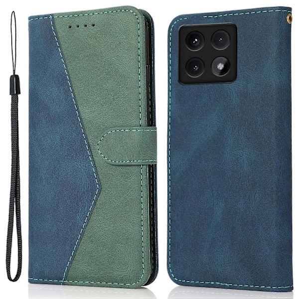 Fodral för Xiaomi 14T Färgskarvning Plånboksställ Läder Telefonfodral med Handledsrem Multicolor Style A
