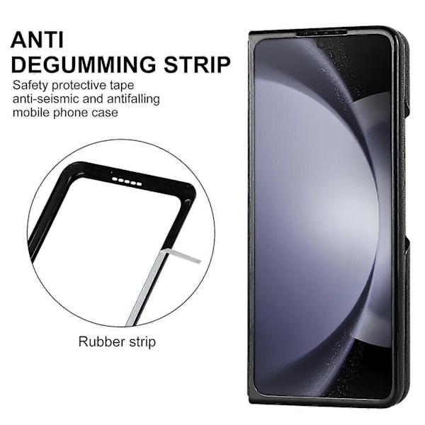 ZD04 Tikattu vinoneliökuvioinen puhelinkotelo Samsung Galaxy Z Fold5 5G:lle, naarmuuntumaton PU+PC-suojus Multicolor Style A