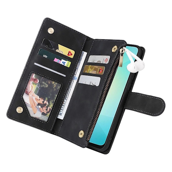 Til Samsung Galaxy A06 Etui Lynlås Pung Multiple Kortpladser Læder Telefon Cover Multicolor Style C