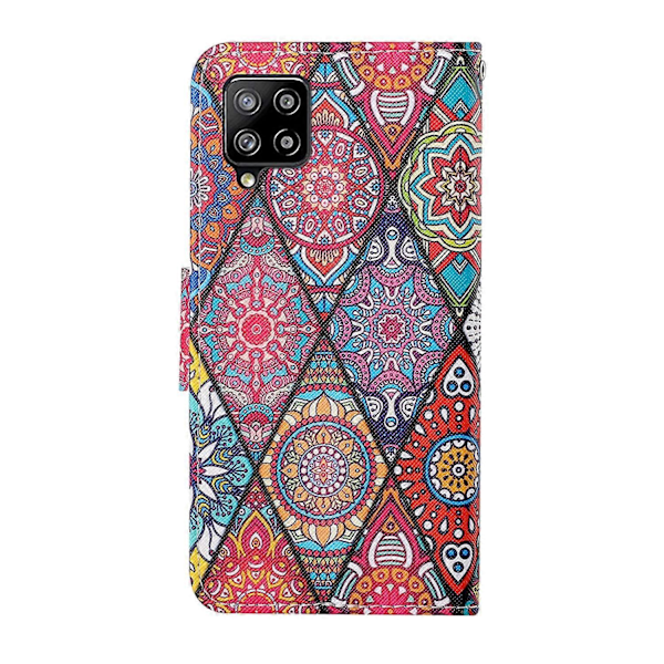 Färgglatt mönstertryck PU Läder Telefonfodral med Ställ och Rem för Samsung Galaxy A12 Multicolor Style F