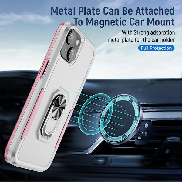 Stødsikkert PC+TPU cover til iPhone 15 med ringholder og anti-fald funktion Multicolor Style A