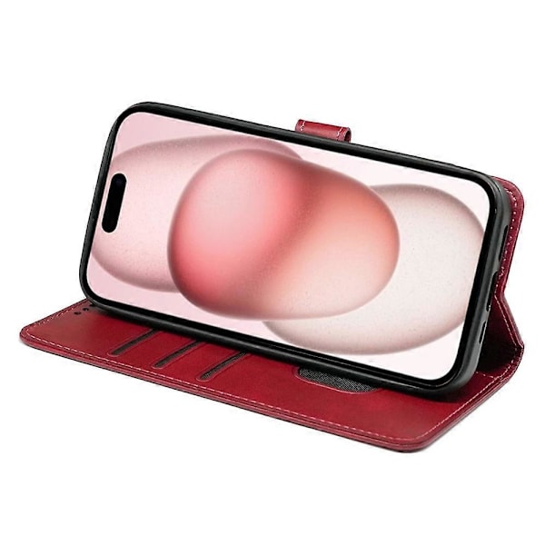 Nothing Phone (3a) Pro -kotelo, vasikannahkajäljitelmä, nahkainen jalustallinen kirjatyylinen puhelinkotelo Multicolor Red