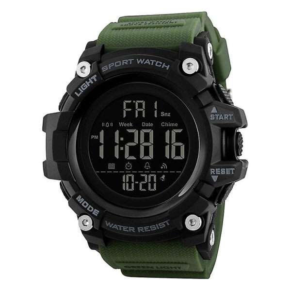 Skmei 1384 Outdoor Waterproof Luminous Led Electronic Watch Army Green