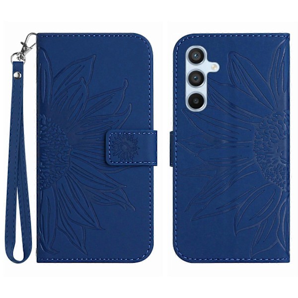 För Samsung Galaxy A35 5G Mobilskal Handledsrem Plånbok Solros Skydd Multicolor Style E