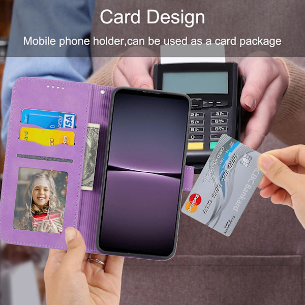 Cover för Oppo Reno10 Pro+ 5g, linjer tryckt Pu-läder plånboksfodral Flip Stand Case Purple