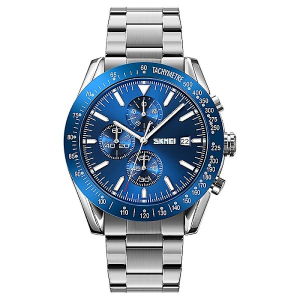 Skmei 9253 Men Stoppur Date Six Pin Quartz Watch Gold Black Silver blue