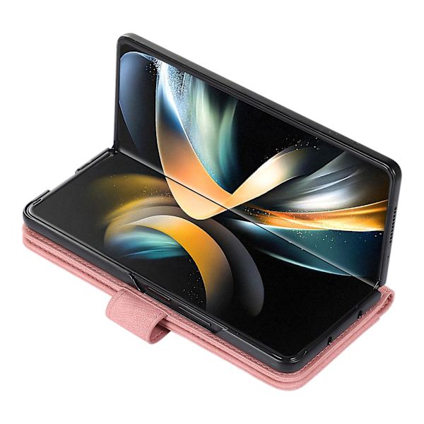 Til Samsung Galaxy Z Fold5 5g Pu Læder+pc Wallet Telefon Cover Stativ Hud-berørings Beskyttelses Cover Rose Gold