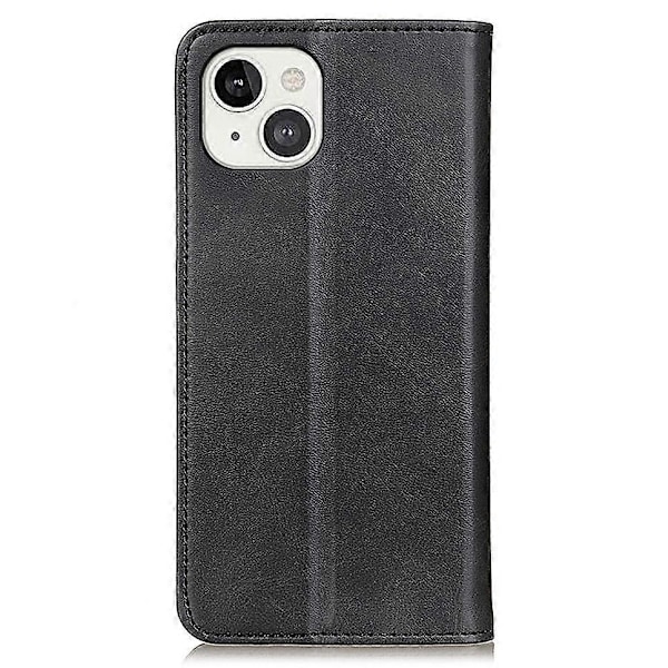 Splitlæder Magnetisk Auto-absorberende Wallet Telefon Stand Shell Case til iPhone 13 6.1 tommer Multicolor Style A