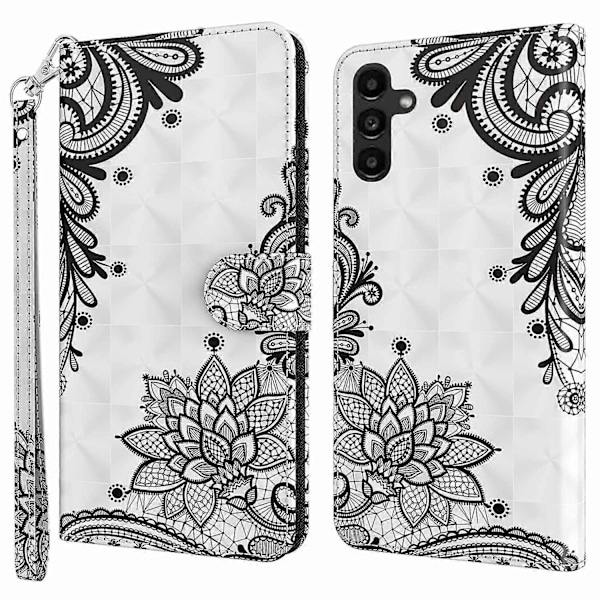 Læderetui med 3D-mønster til Samsung Galaxy A25 5G Multicolor Lace Flower