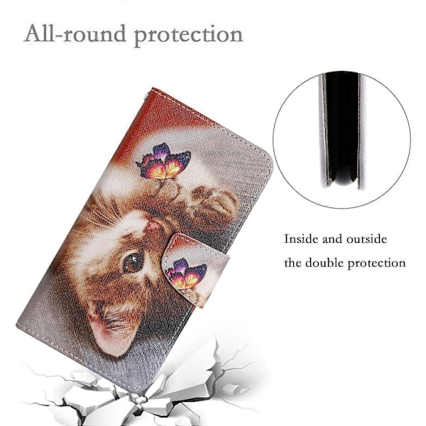 Til Samsung Galaxy A25 5G Etui Mønsterprint Kryds Tekstur Cover Multicolor Butterfly/Cat