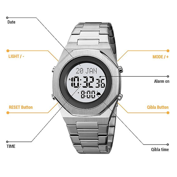 Skmei 2069 Muslim Worships Digital watch Silver Black