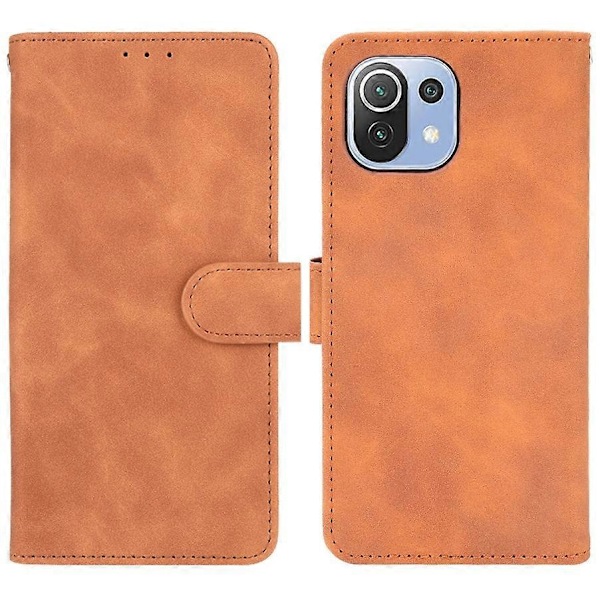 Silkeslen Läder Folio Flip Plånbok Telefonfodral Ställ för Xiaomi Mi 11 Lite 4G/5G /11 Lite