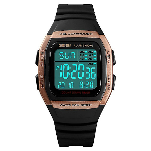 Skmei 1278 Vandtæt Digitalt Sportsarmbåndsur Rose Gold