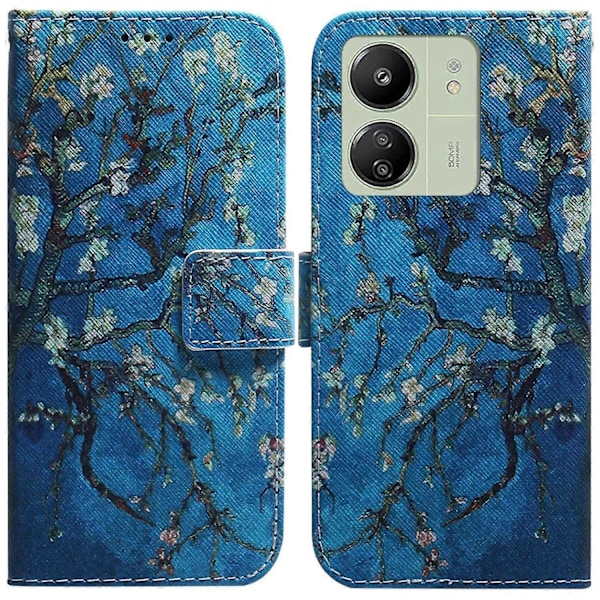Til Xiaomi Redmi 13C 4G/13C 5G/Poco C65 4G/Poco M6 5G/13R 5G Etui PU Læder Wallet Stand Cover Multicolor Apricot Flowers