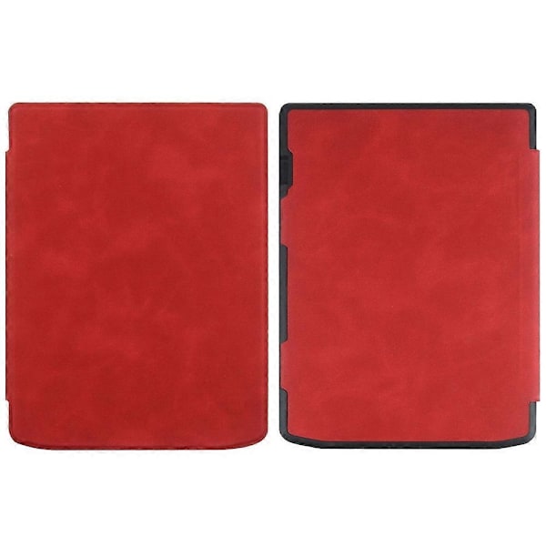 Etui til PocketBook InkPad Color 2/3 PB743 - Skin-Touch PU Læder E-Reader Cover med Auto Væk/Sov Multicolor Red