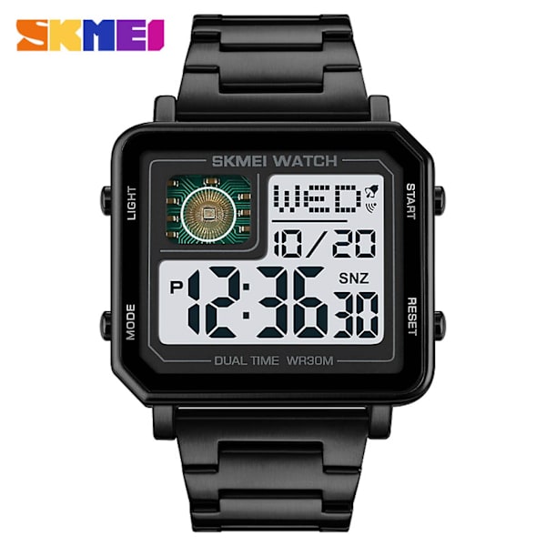 SKMEI 2033 sportklockor Nedräkning dubbel tid watch väckarklocka Kronografbord Digitala klockor black