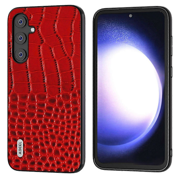 För Samsung Galaxy S23 FE Krokodiltextur Äkta Läder+PC+TPU Telefonfodral Stöttåligt Skydd Multicolor Style B