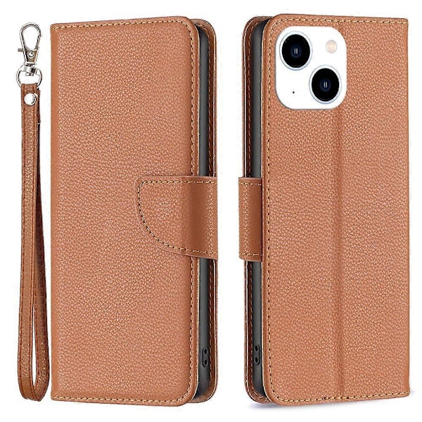 Flip Stand-etui til iPhone 15 med pung i PU-læder og rem Multicolor Style H
