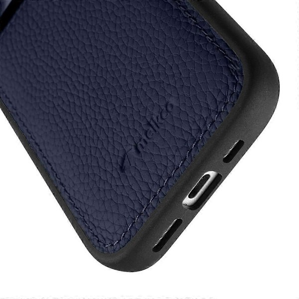 MELKCO Skal för iPhone 16 Plus Äkta Läderklätt PC-Mobilskal - Grön Multicolor Dark Blue
